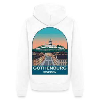 Gothenburg Sweden Vintage Travel Poster Art - Unisex Premium Organic Zip Hoodie - white - Back - Thijin (182cm)