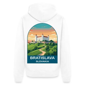 Bratislava, Slowakei, Vintage-Reiseposter - Unisex Premium Bio Zip Hoodie - Weiß - Hinten - Thijin (182cm)