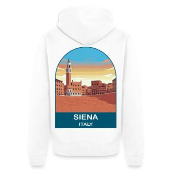 Siena Italien Vintage-Reiseplakat-Kunst - Unisex Premium Bio Zip Hoodie - Weiß - Hinten - Thijin (182cm)