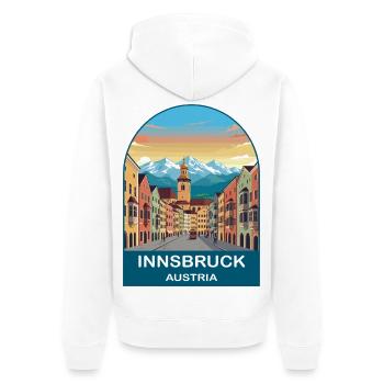 Innsbruck Austria Vintage Travel Poster Art - Unisex Premium Organic Zip Hoodie - white - Back - Thijin (182cm)