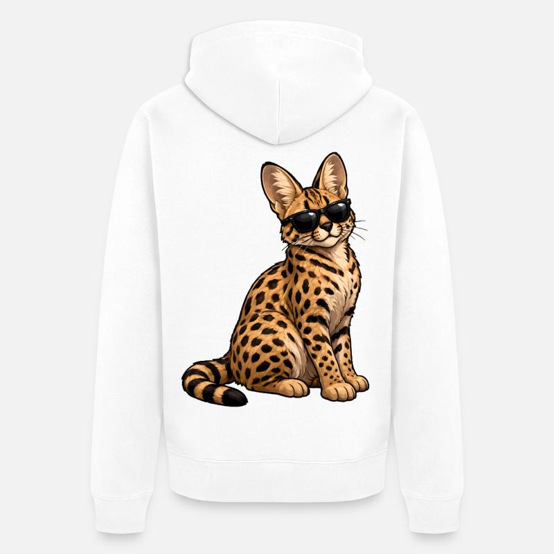 Chat des savanes - Veste à capuche bio Premium Unisexe - blanc