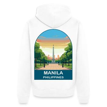 Manila, Philippinen Vintage-Reiseillustration - Unisex Premium Bio Zip Hoodie - Weiß - Hinten - Thijin (182cm)