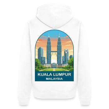 Illustration de voyage vintage à Kuala Lumpur, Malaisie - Veste à capuche bio Premium Unisexe - blanc - Dos - Thijin (182cm)