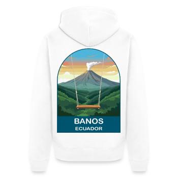Banos Ecuador Volcano Art de voyage vintage - Veste à capuche bio Premium Unisexe - blanc - Dos - Thijin (182cm)