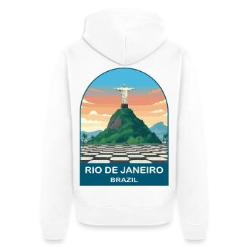 Rio de Janeiro Brazil Vintage Travel Poster - Unisex Premium Organic Zip Hoodie - white - Back - Thijin (182cm)