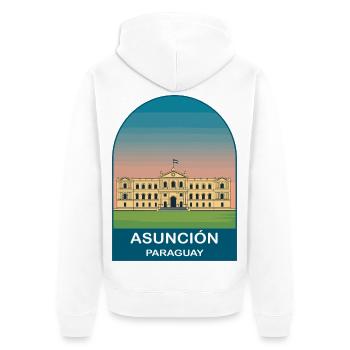 Asuncion Paraguay Vintage City Travel Poster - Unisex Premium Organic Zip Hoodie - white - Back - Thijin (182cm)