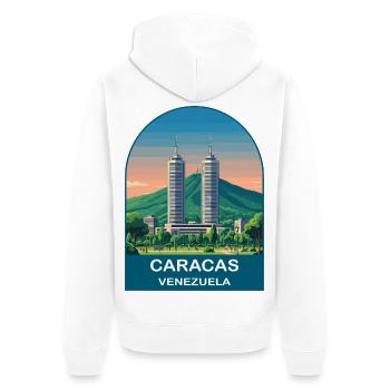 Caracas Venezuela Skyline Vintage Travel Poster - Unisex Premium Organic Zip Hoodie - white - Back - Thijin (182cm)