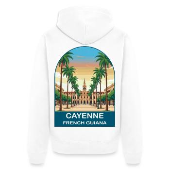 Cayenn French Guiana Vintage Travel Poster - Unisex Premium Organic Zip Hoodie - white - Back - Thijin (182cm)