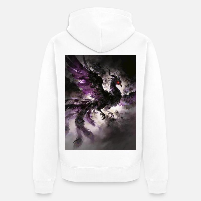 Der dunkle Phönix: Aufstieg der Dunkelheit - Unisex Premium Bio Zip Hoodie - Weiß