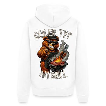 Geiler Typ Am Grill - Unisex Premium Bio Zip Hoodie - Weiß - Hinten - Thijin (182cm)