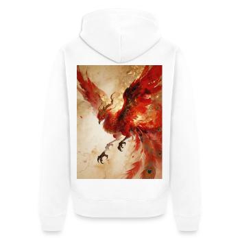 L'Envol du Phénix : Éclat Céleste - Veste à capuche bio Premium Unisexe - blanc - Dos - Thijin (182cm)