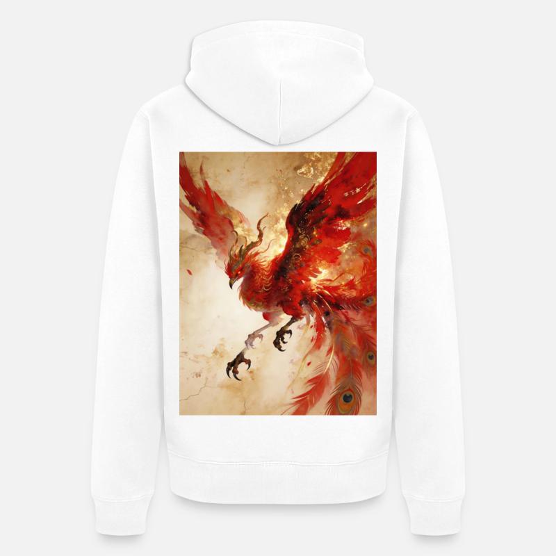 Der Phönix erhebt sich: Himmlischer Glanz - Unisex Premium Bio Zip Hoodie - Weiß
