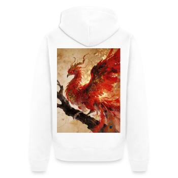 Le Cœur du Phénix : Flamme Éternelle - Veste à capuche bio Premium Unisexe - blanc - Dos - Thijin (182cm)