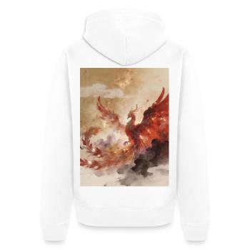  L'Apothéose du Phénix : Harmonie Cosmique - Veste à capuche bio Premium Unisexe - blanc - Dos - Thijin (182cm)