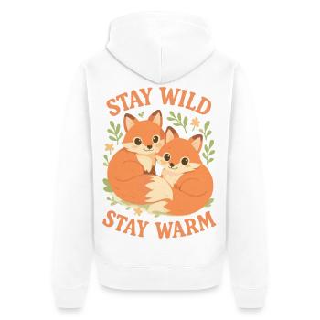 Douces renards dans la forêt – Restez Sauvages, Au Chaud - Veste à capuche bio Premium Unisexe - blanc - Dos - Thijin (182cm)