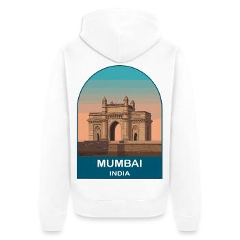 Mumbai India Gateway of India Reiseillustration - Unisex Premium Bio Zip Hoodie - Weiß - Hinten - Thijin (182cm)
