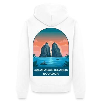 Affiche de voyage vintage des îles Galápagos en Équateur - Veste à capuche bio Premium Unisexe - blanc - Dos - Thijin (182cm)