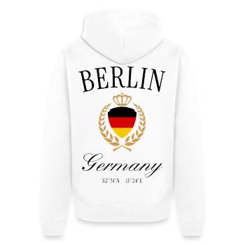 Berlin Deutschland Wappen Krone – Reise Souvenir - Unisex Premium Bio Zip Hoodie - Weiß - Hinten - Thijin (182cm)