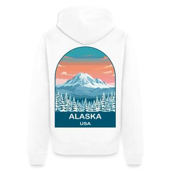 Alaska USA Vintage Travel Poster Art - Unisex Premium Organic Zip Hoodie - white - Back - Thijin (182cm)