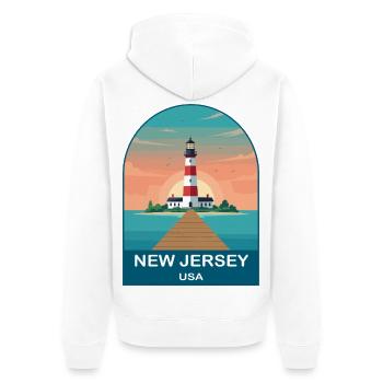 New Jersey USA Vintage-Reiseposter-Kunst - Unisex Premium Bio Zip Hoodie - Weiß - Hinten - Thijin (182cm)
