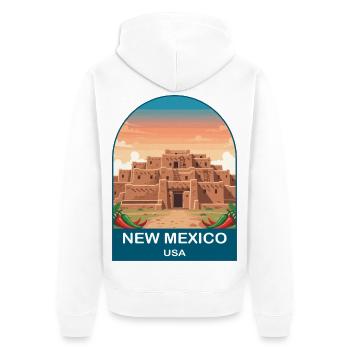 New Mexico USA Vintage-Reiseposter-Kunst - Unisex Premium Bio Zip Hoodie - Weiß - Hinten - Thijin (182cm)