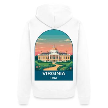 Virginia USA Vintage Travel Poster Art - Unisex Premium Organic Zip Hoodie - white - Back - Thijin (182cm)