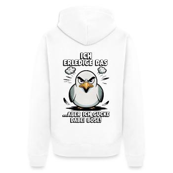 Möwe Seevogel Nen scheiss muss ich - Unisex Premium Bio Zip Hoodie - Weiß - Hinten - Thijin (182cm)