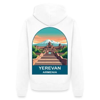 Jerewan Armenien Berg Ararat Vintage Reisekunst - Unisex Premium Bio Zip Hoodie - Weiß - Hinten - Thijin (182cm)
