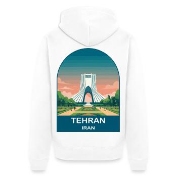 Teheran Iran Azadi Tower Vintage-Reiseplakat - Unisex Premium Bio Zip Hoodie - Weiß - Hinten - Thijin (182cm)
