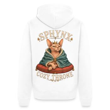 SPHYNX COZY THRONE Katze - Unisex Premium Bio Zip Hoodie - Weiß - Hinten - Thijin (182cm)