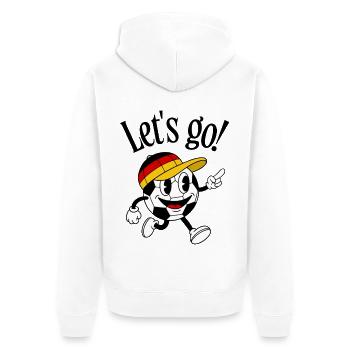 Fußball Fan Retro Comic Maskottchen - Unisex Premium Bio Zip Hoodie - Weiß - Hinten - Thijin (182cm)
