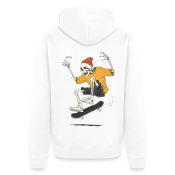 Skelett-Skateboarder Winterlook - Unisex Premium Bio Zip Hoodie - Weiß - Hinten - Thijin (182cm)