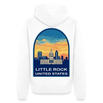 Little Rock Arkansas Capitol Sunset Travel Badge - Unisex Premium Organic Zip Hoodie - white - Back - Thijin (182cm)