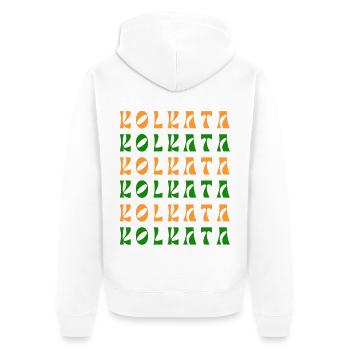 Kolkata Mosaic in Saffron & Emerald - Unisex Premium Organic Zip Hoodie - white - Back - Thijin (182cm)