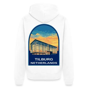Tilburg Netherlands Modern Architecture Retro Badg - Unisex Premium Organic Zip Hoodie - white - Back - Thijin (182cm)