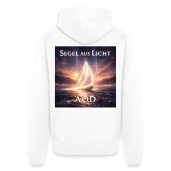 Segel aus Licht (Maincover) - Unisex Premium Bio Zip Hoodie - Weiß - Hinten - Thijin (182cm)