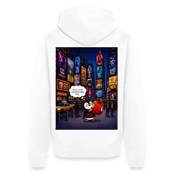 Beak Apple – Drôle de design de pingouin new-yorkais - Veste à capuche bio Premium Unisexe - blanc - Dos - Thijin (182cm)
