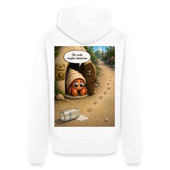 Oh Crab, Maybe Tomorrow – Cute Hermit Crab Cartoon - Unisex Premium Organic Zip Hoodie - white - Back - Thijin (182cm)