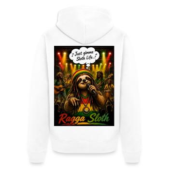 Ragga Sloth – Just Gimme Sloth Life Music Design - Unisex Premium Organic Zip Hoodie - white - Back - Thijin (182cm)