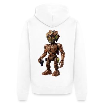 Grape Steampunk Robot Vine Golem - Unisex Premium Organic Zip Hoodie - white - Back - Thijin (182cm)