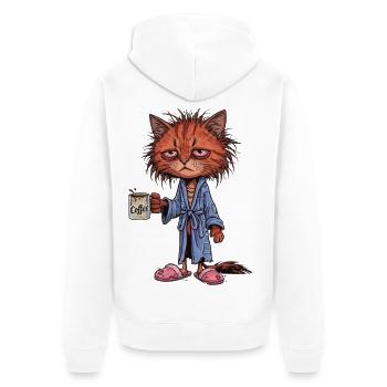 Chat Café Fatigué - Veste à capuche bio Premium Unisexe - blanc - Dos - Thijin (182cm)