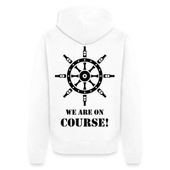 We Are On Course! (Beer / Ship’s Wheel / Black) - Unisex Premium Organic Zip Hoodie - white - Back - Thijin (182cm)