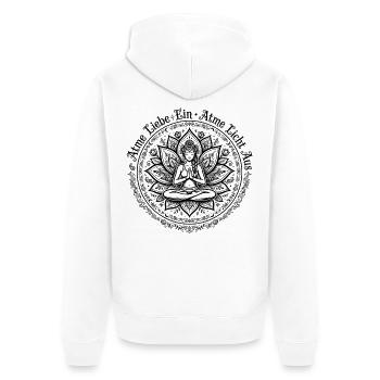 Atme Liebe Ein Atme Licht Aus - Namaste Lotus Yoga - Unisex Premium Organic Zip Hoodie - white - Back - Thijin (182cm)