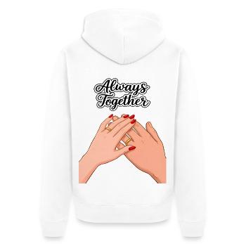Toujours ensemble : mains avec alliances - Veste à capuche bio Premium Unisexe - blanc - Dos - Thijin (182cm)