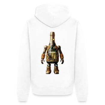 Robot bouteille dorée avec filigrane - Veste à capuche bio Premium Unisexe - blanc - Dos - Thijin (182cm)