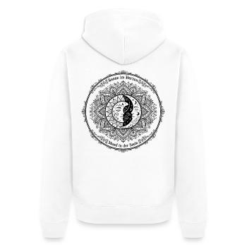 Sonne Im Herzen Mond In Der Seele - Unisex Premium Bio Zip Hoodie - Weiß - Hinten - Thijin (182cm)
