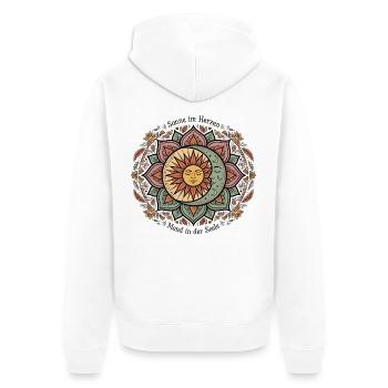 Sonne Im Herzen Mond In Der Seele Bunt - Unisex Premium Bio Zip Hoodie - Weiß - Hinten - Thijin (182cm)