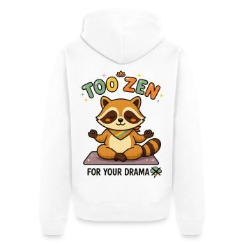 Zu Zen für dein Drama Waschbär - Unisex Premium Bio Zip Hoodie - Weiß - Hinten - Thijin (182cm)
