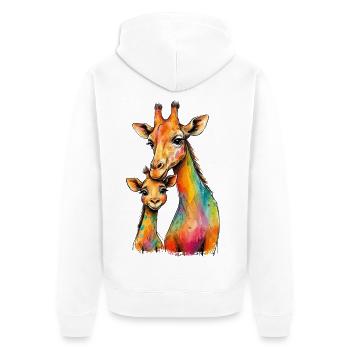 Maman girafe avec sa descendance - Veste à capuche bio Premium Unisexe - blanc - Dos - Thijin (182cm)