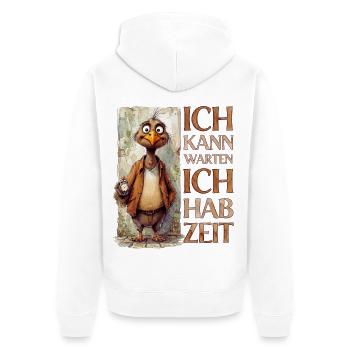 Alter Geier: Ich kann warten, ich hab Zeit! - Unisex Premium Bio Zip Hoodie - Weiß - Hinten - Thijin (182cm)